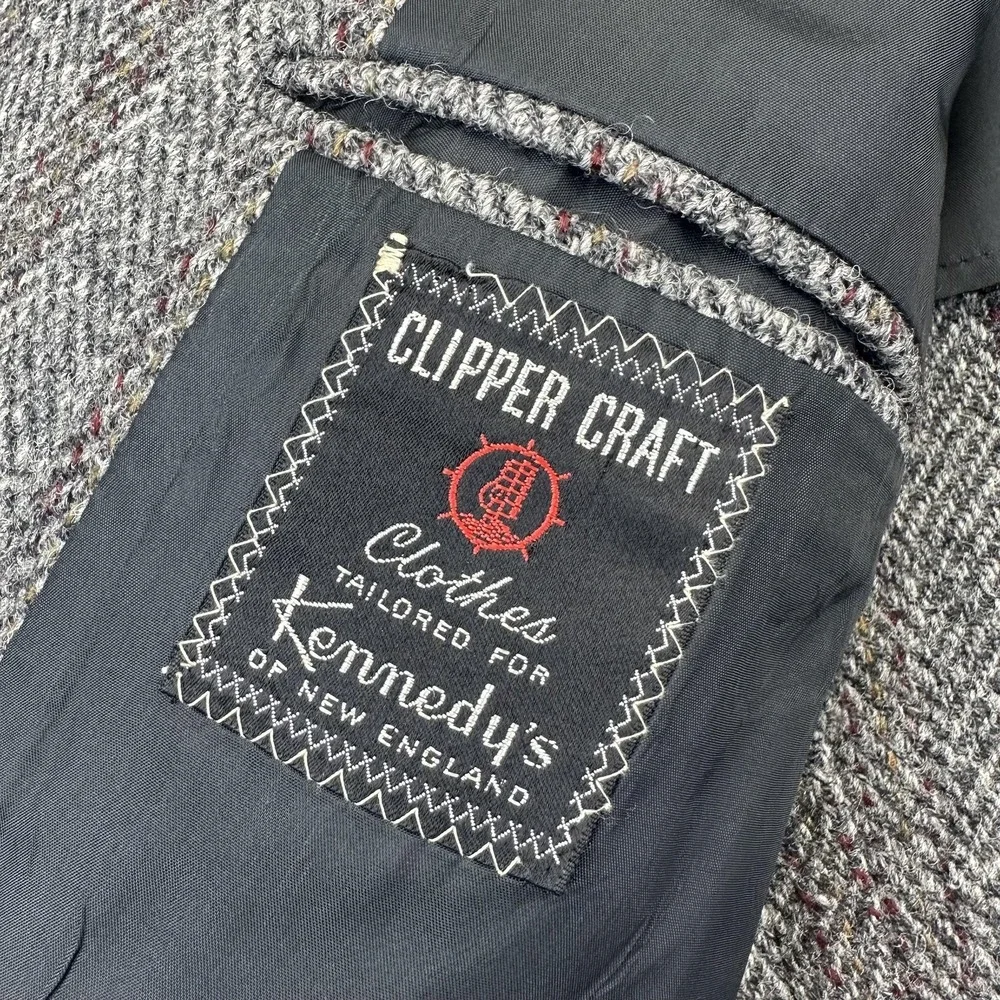Vintage Clipper Craft Harris Tweed Sport Coat Mens 42L Herringbone‎ Scotland